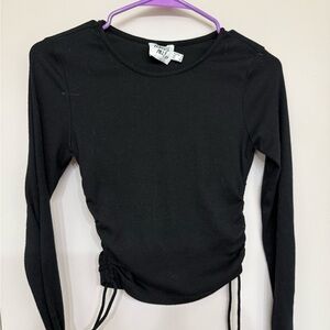 Princess Polly Black Ruched Long Sleeve Top